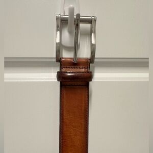 Magnanni Cognac Leather Belt with Silver Buckle